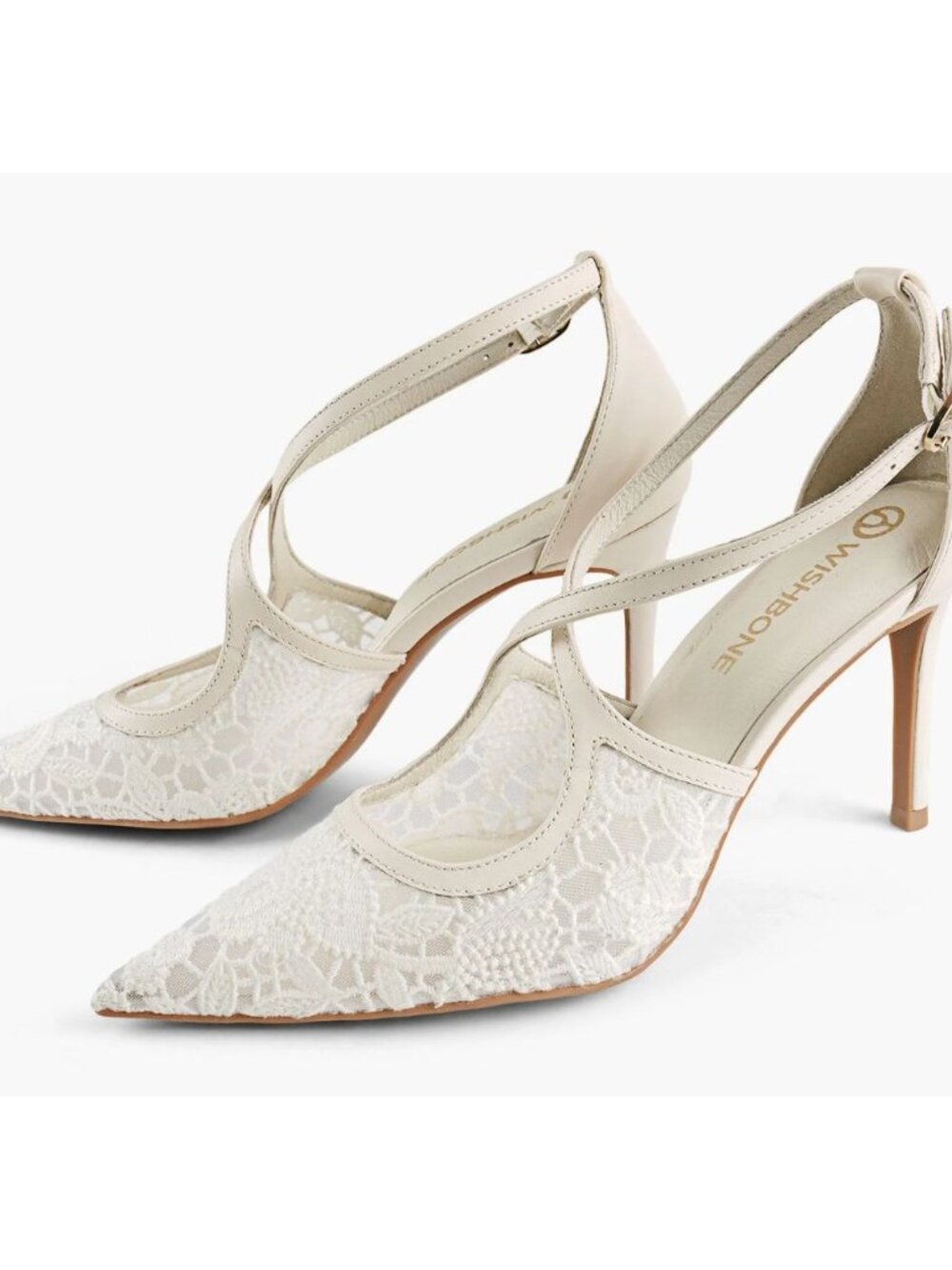 Wishbone Simone White Cream Lace Heels Size 7.5